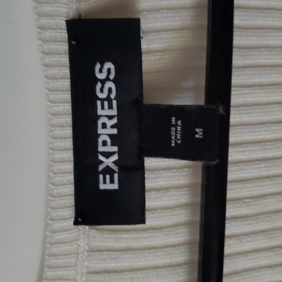 EXPRESS | White Sweater with Embellishments on Sleeve - Picture 3 of 4